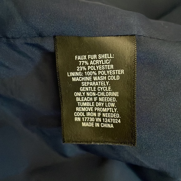 Faux Mongolian fur indigo based vest. - Picture 6 of 8